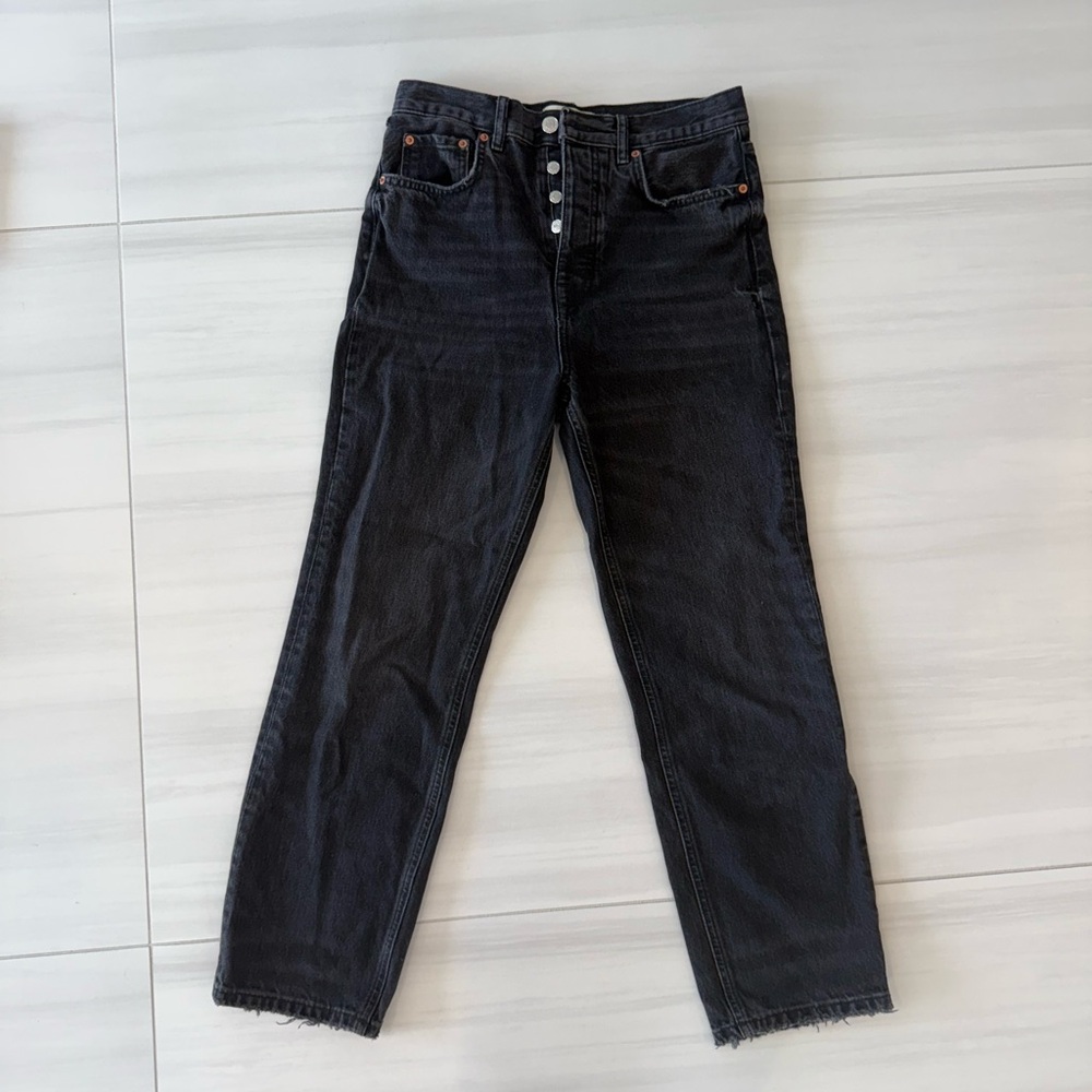 Zara Charcoal Straight-Leg Jeans